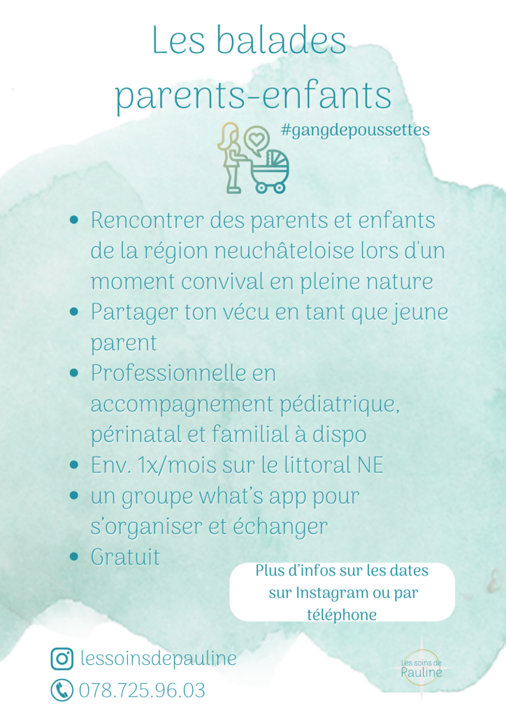 Balade parents enfants gangdepoussettes neuchatel littoral bevaix rencontre partage maman papa bébé 